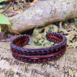 Boho Handcrafted Brown Genuine Vegetal Leather Bracelet-Unique Unisex Gift Fashion Jewelry Cuff