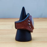 Lifestyle Handcrafted Vegetal Brown Leather Ring with Amber Agate Stone Setting-Unisex Gift Fashion Jewelry Band with Naturel Stone