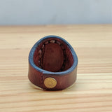 Handcrafted Brown Leather Ring with Green Agate Stone Setting -  Fashion Jewelery -  Men and Women -  Handmade Ring