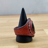 Handcrafted Brown Leather Ring with Black Agate Stone Setting -  Fashion Jewelery -  Men and Women -  Handmade Ring