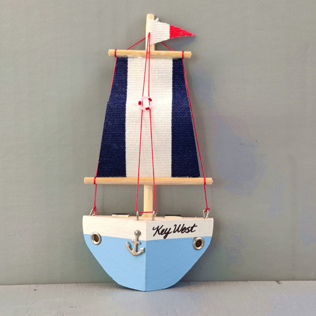 Wooden Ship Refrigerator Handcrafted Fishing Boat Sail S