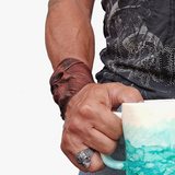 Handmade Leather Cuff, Rustic Brown Skull Leather Bracelet