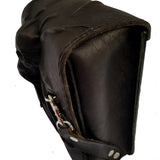 Handcrafted Black Leather Motorcycle Right Side Saddlebag - Leather Solo Swingarm Bag with Skull Design