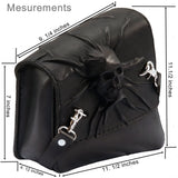 Handcrafted Black Leather Motorcycle Right Side Saddlebag - Leather Solo Swingarm Bag with Skull Design
