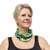Neck Gaiter-Face Mask-Head Scarves-Headband-Mystic Butterfly Design Green Color Bandana-Quality Gift Headwear Face Shield