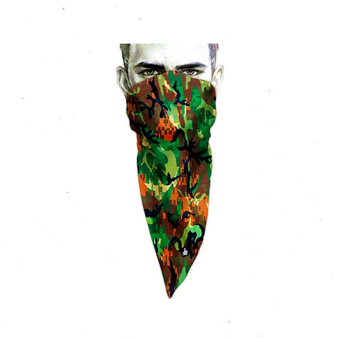 Unique Neck Gaiter - Triangle Face Mask - Pixel Camo - Camo Face Mask - Biker Bandana - Gift Design Scarf